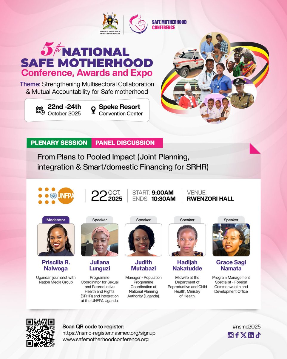 Don’t miss this powerful panel by <a href="/UNFPAUganda/">UNFPA in Uganda</a> at the #NSMC2025!

“From Plans to Pooled Impact: Joint Planning, Integration &amp; Smart/Domestic Financing for SRHR”

🗓️ 22 Oct 2025
🕘 9:00–10:30 AM
📍 Rwenzori Hall

Let’s talk sustainable SRHR financing &amp; real impact
#NSMC2025