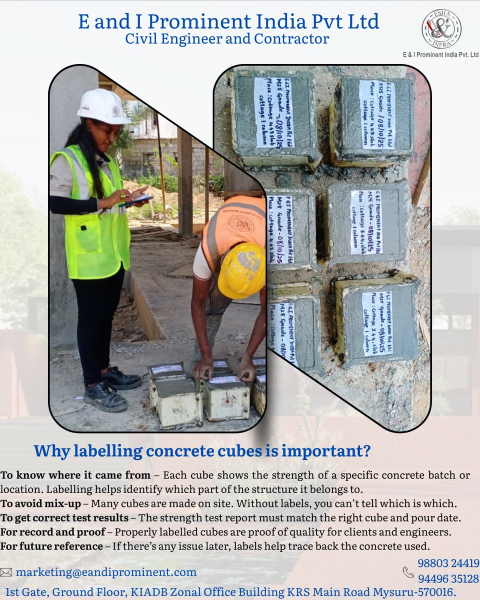 eandiprominent's tweet image. A simple label today can save a costly mistake tomorrow!
#ConcreteTesting #QualityControl #CubeTesting #EandIProminentIndia #ConstructionQuality #EngineeringMatters