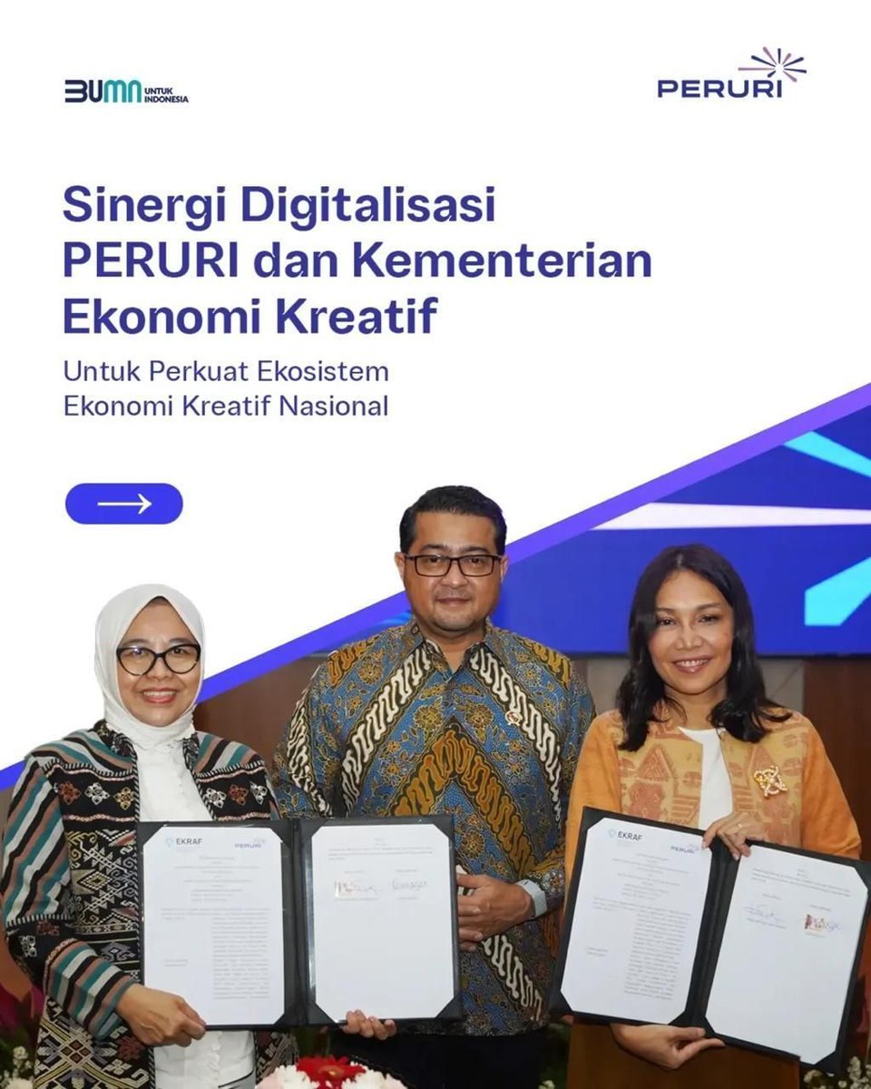 RorenWijaya's tweet photo. PERURI berkolaborasi dengan Kementerian Ekonomi Kreatif guna mempercepat digitalisasi dan perlindungan HaKI.

#PerusahaanTeknologiHighSecurity #InnovationforASovereignFuture #KemajuanBerdaulat #InovasiKeamananTinggi #PeruriGovTechIndonesia #TrusteeOfSovereignty https://t.co/gPH2xj14ta