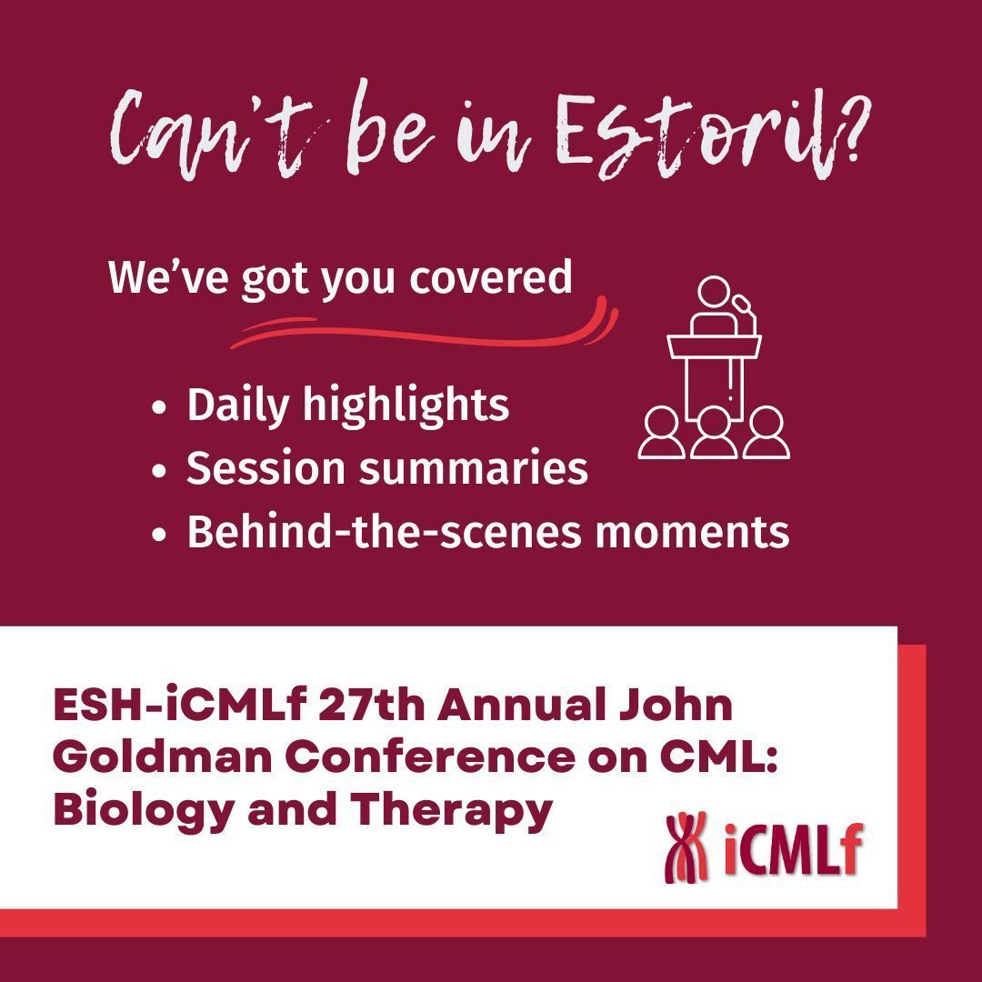 The countdown is over- the ESH-iCMLf 27th Annual John Goldman Conference on CML: Biology and Therapy starts tomorrow!

If you're not able to attend - don't worry, we've got you covered -Follow us for daily highlights and updates

See you in Estoril — or online! 

<a href="/ESHaematology/">ESH (Haematology)</a>