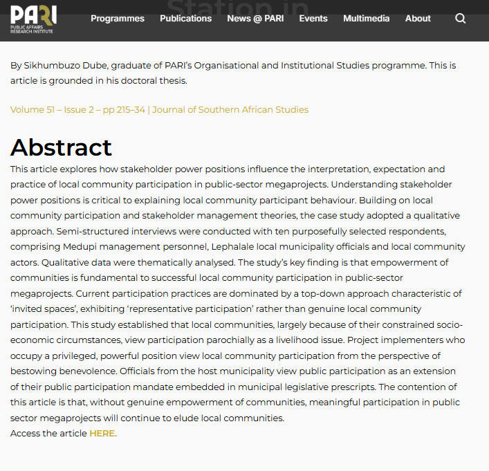 MunicipalNotice's tweet photo. New Journal Article 📖 Examines how stakeholder power dynamics shape the way local community participation is interpreted and practiced in public-sector megaprojects.
🔗 https://t.co/He0MxtVVn5
#ResearchNotice https://t.co/3XtpS6cmbC