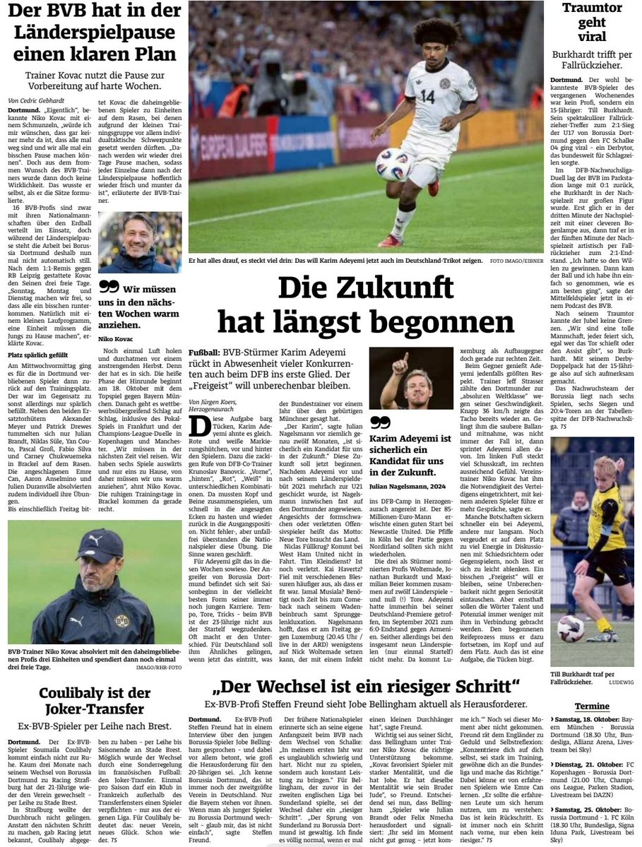 BehVauBehNews's tweet image. Beitrag aus der WR (09.10.25) 
#bvb #dortmund #bvb09 #Bundesliga #borussia #bellingham #hummels  #FIFACWC #watzke #sancho #FIFAWorldCup #kovac #DFL #Kovac #adeyemi  #Guirassy #westfalenstadion  #kicker #ChampionsLeague #süle #ricken #nrw #signalidunapark #reus #vodafone