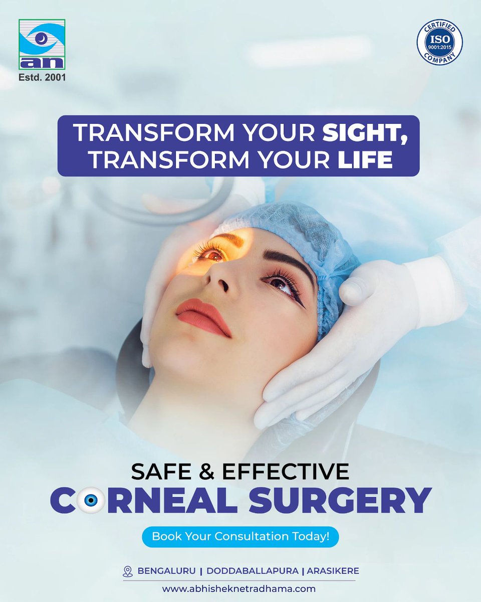 Regain clear vision and improve your quality of life with our safe and effective corneal surgery. Schedule a consultation today and take the first step toward brighter, healthier eyesight

📞+91 77957 15203
🌐 abhisheknethradhama.com

#abhisheknethradhama #ClearVision #EyeHealth