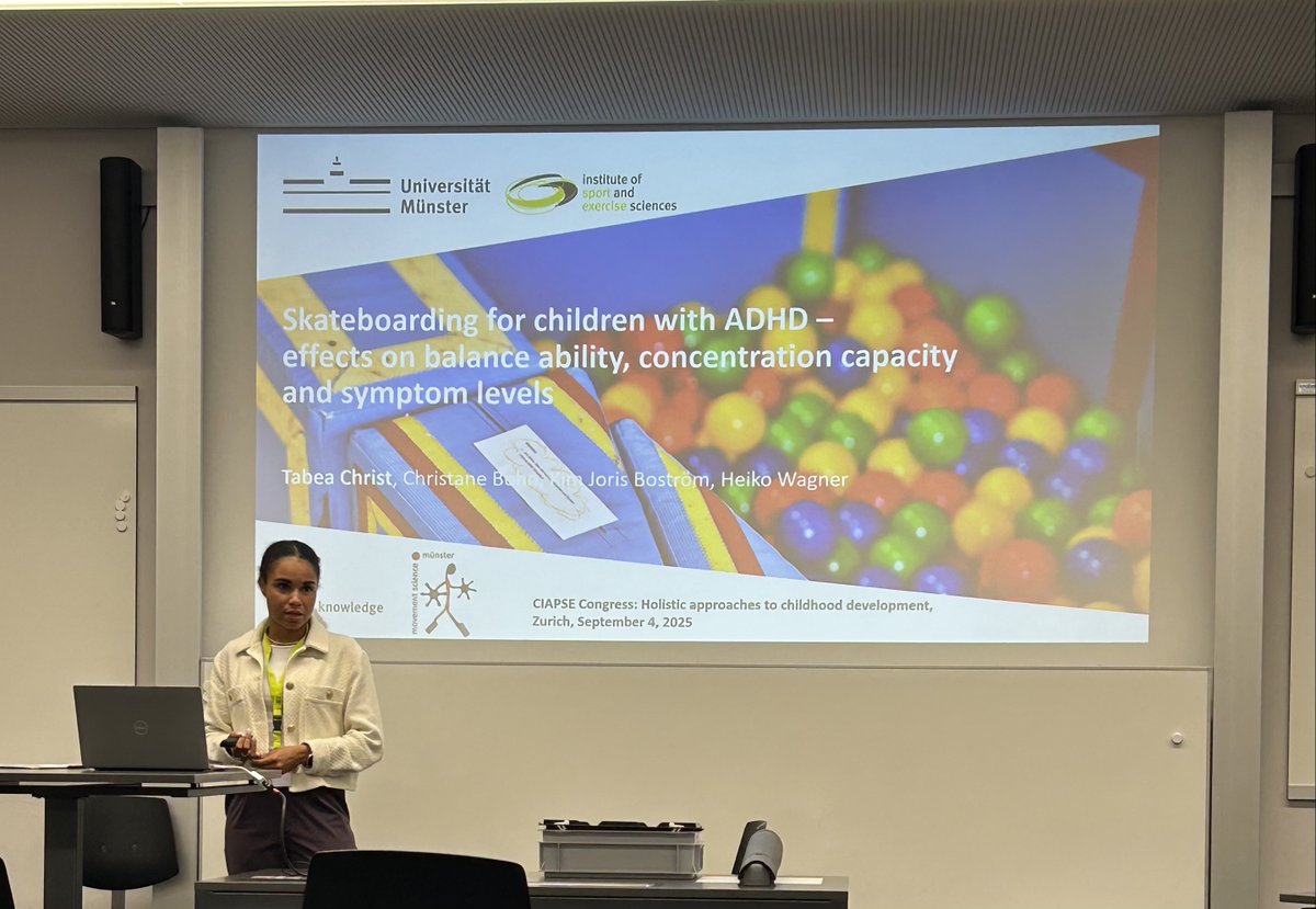 MovementWagner's tweet photo. #PhD student #TabeaChrist presented results of our big #skateboarding intervention study in #Zurich at the #CIAPSE congress on ‘Holistic approaches to childhood development’ and networked with international colleagues from the fields of #pediatrics, #pedagogics, and #biomechanics https://t.co/T6DzbmvKhs