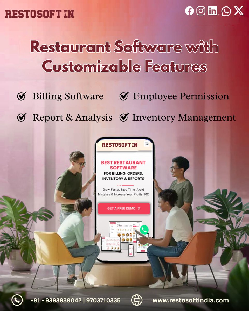 restosoftin's tweet image. 🍽️Take control of your restaurant operations with Customizable Features from #RestosoftIN. Our Restaurant Software adapts to your workflow menu, billing, staff, and reports, all in one smart system.💻

 📅 Book Free Demo 

📞 +91 9703710335 

#RestaurantSoftware #POSSystem