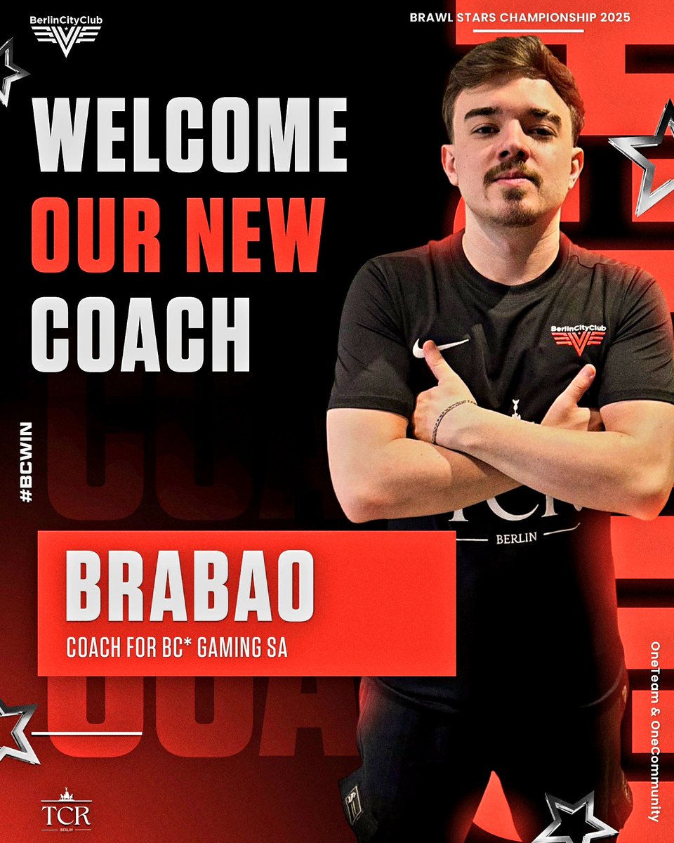 Team Update 🫡
Welcome to BC*
We have strengthened our team with Brabao as a coach 💪
We look forward to your quality helping our team and wish you every success and enjoyment at BC* #BCWIN 🖤❤️
