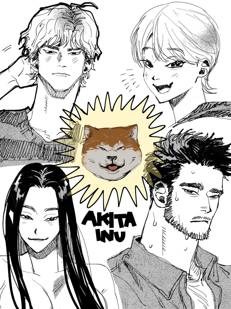 KYU999JO's tweet image. 秋田犬のような表情の人たち　oc