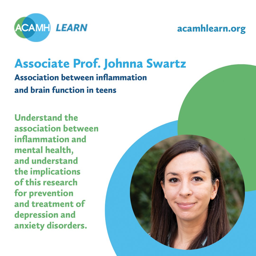 TheJCPP's tweet image. Understand the association between #Inflammation and #MentalHealth, and the association between inflammation and #BrainFunction in teens, with this interesting @ACAMHLearn talk from Prof Johnna Swartz of @ucdavis.
Watch now to learn more & gain CPD. bit.ly/4p01QRm