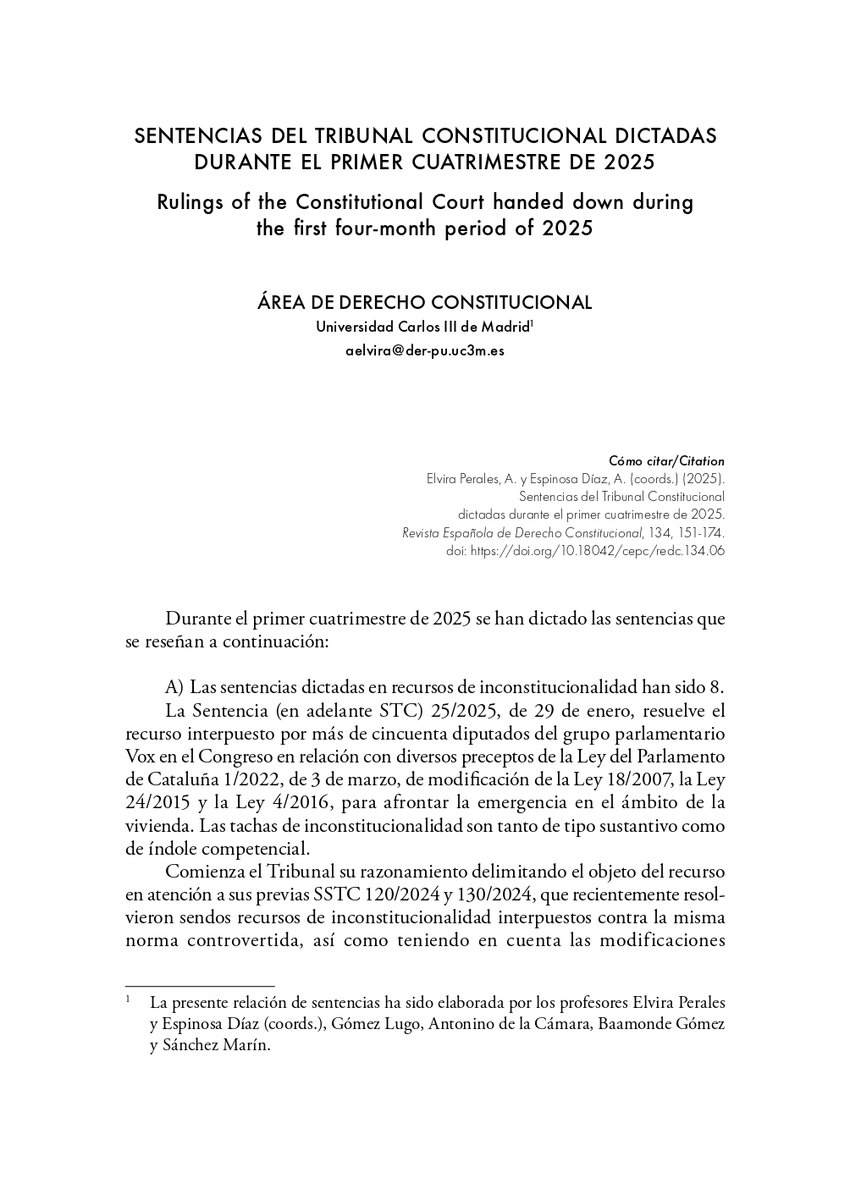 redc_cepc's tweet photo. 🟡Consulta el informe "Sentencias del Tribunal Constitucional dictadas durante el primer cuatrimestre de 2025", elaborado por profesores de la @uc3m en la #REDC134.
🔗Acceso a través de https://t.co/KZXsjO9bCu https://t.co/t7TeZQxUBG