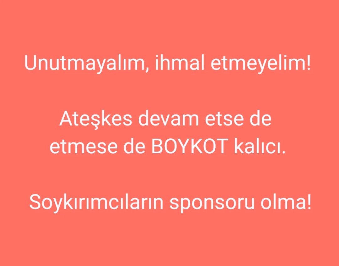 Soykırımcıların tek tek yargılanıp cezalandırılmasını hemen herkes istiyor. 

Bu husustaki samimiyetin (herkesçe yapılabilecek) ilk göstergesi, BOYKOTTAN ÖDÜN VERMEMEK olacak. 

Gevşemeden, rehavete kapılmadan boykota devam! 

#Ateşkes HAMAS #Perşembe #Sallandık Özgürlük