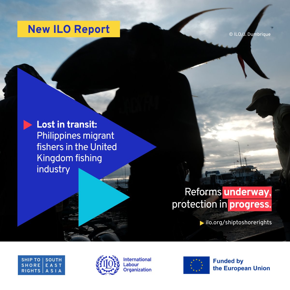 The ILO’s new report Lost in Transit, under Ship to Shore Rights SEA, calls for fair treatment, stronger protections, and closer 🇬🇧🤝🇵🇭 cooperation to ensure decent work for all. 

Read more🔗 ilo.org/publications/l…