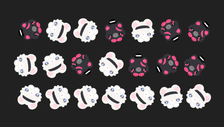 다음 신청부터 교차신청 or 다인페어 신청 한정으로 +5000원에 머리 위 친구 분리본과 브러쉬 편집을 추가할 수 있습니다.
작고 귀여워서 뭉텅이로 샀지만 실용성은 떨어지는 모양지우개 같아서 웃기고 귀엽네요...