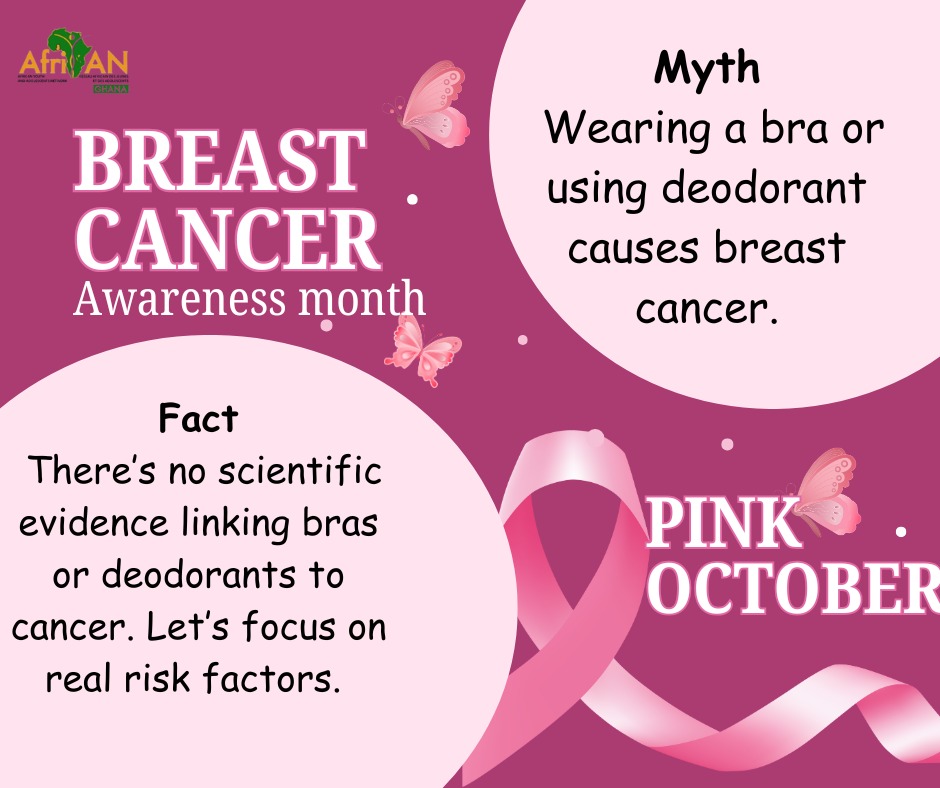 Breast cancer awareness month.

Myth vs. Fact #3 
<a href="/UNFPAGhana/">UNFPA in Ghana</a> <a href="/PPAGGhana/">Planned Parenthood Association of Ghana (PPAG)</a> <a href="/UNICEFGhana/">UNICEF Ghana</a>