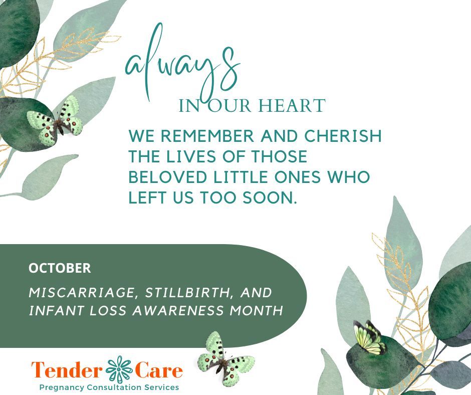 TCPregnancyCtr's tweet image. Remembering lives lost too soon. October is pregnancy loss awareness. Your precious little one and the dreams for them stay in your heart. Tender Care offers grief support. Contact us if you want to talk.  #miscarriage #infantloss #miscarriagesupport #BabyLossAwareness