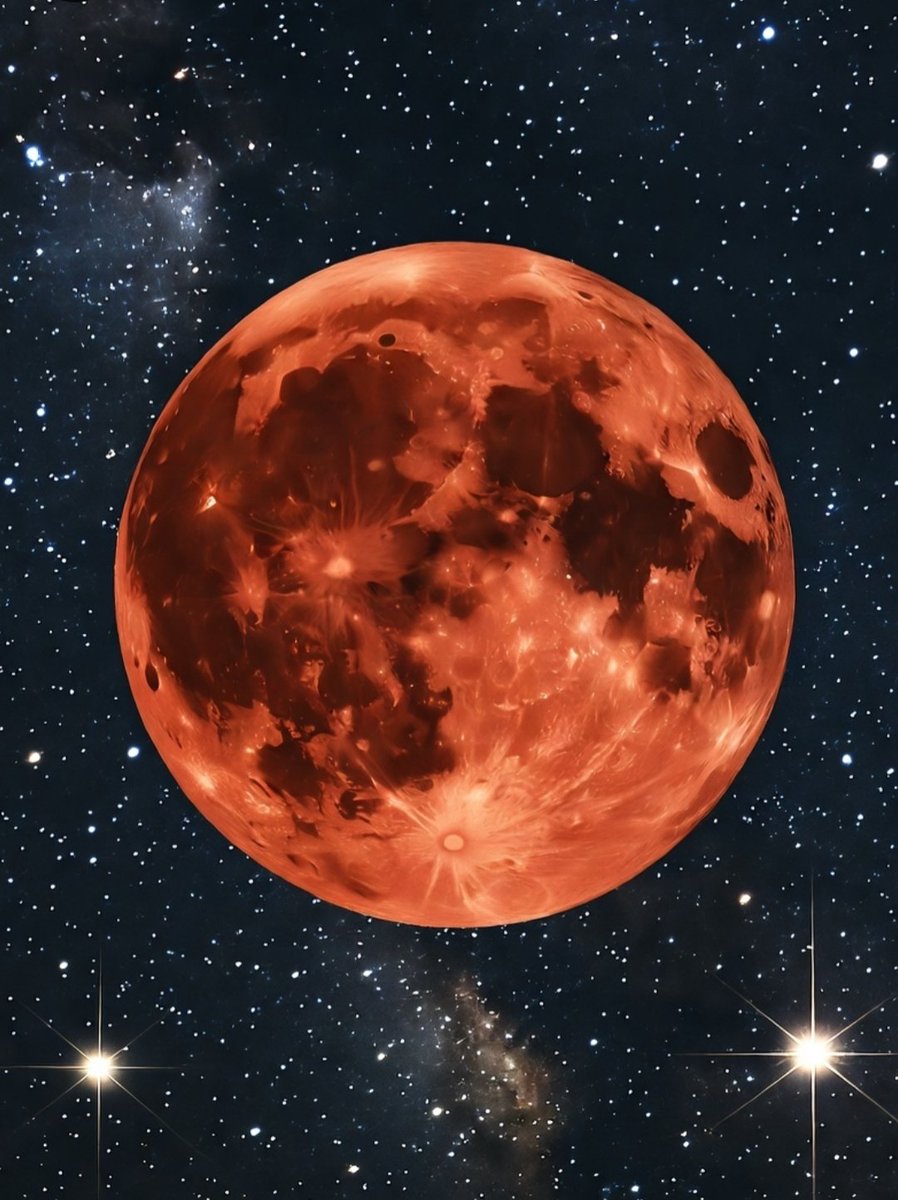 alDrSalman's tweet photo. A #Blood_Moon #Red_Moon made by @GORK for upcoming lunar eclipses #March 2-4, 2026 and again a partial lunar eclipse is expected to be visible in #August 28, 2026. https://t.co/1Qf03uTvra