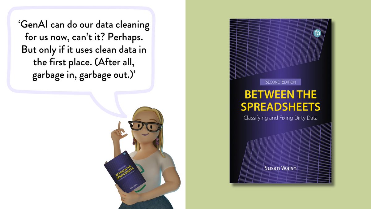 facetpublishing's tweet image. In her new blog post, @ClassificationG introduces the second edition of her book, Between the Spreadsheets. This revised edition draws on her experience in data and her proven COAT framework, with an emphasis on AI.

Read more about clean data and AI now👉 ow.ly/XJrN50X8AvU