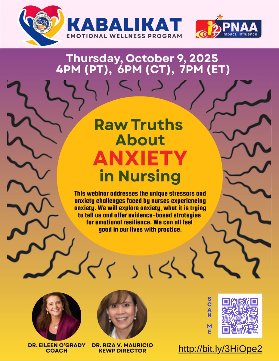 mypnaa's tweet photo. KEWP October Offering
Topic: Raw Truths About Anxiety in Nursing
📅 October 9, 2025
🕓 4 PM (PT), 6 PM (CT), 7 PM (ET)
👉Register here: https://t.co/Djj5hg222D
#Nursing #MentalHealth #AnxietyInNursing #KEWP https://t.co/MGtXf3ROZ9