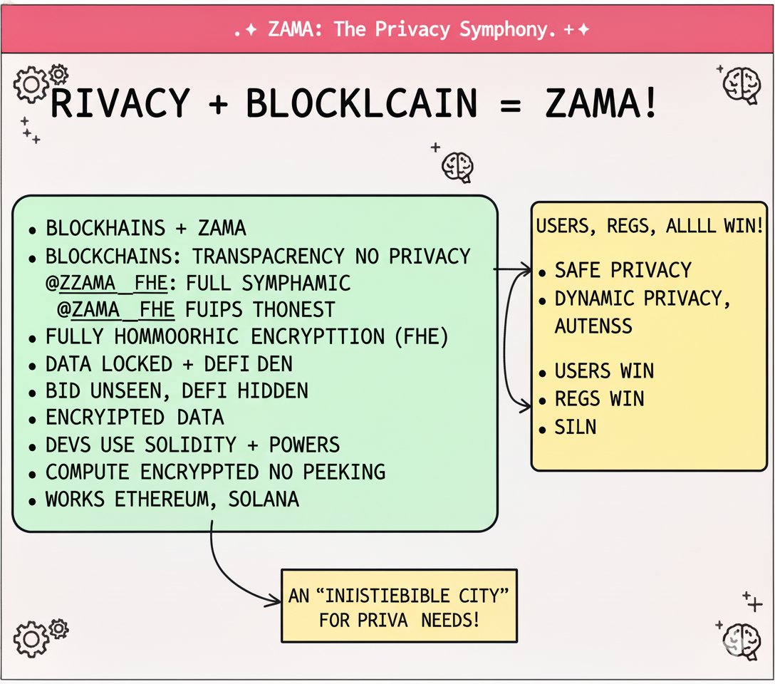 SultanNasir51's tweet image. Blockchains yell transparency but whisper privacy @zama_fhe turns it into a full symphony with Fully Homomorphic Encryption (FHE)! Data stays locked but computable: Bid in auctions unseen, run DeFi moves hidden.

Devs use Solidity with extra powers, async decryption keeps things…