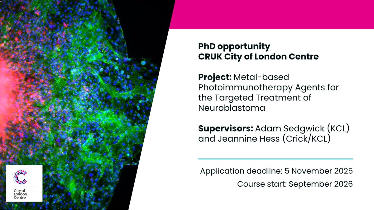 Adam C. Sedgwick (@acsedgwick) on Twitter photo Come work with us! We have a PhD opportunity available with Hess and Giuliani groups. Please reach out if you are interested. <a href="/Jeannine__Hess/">Jeannine Hess</a> <a href="/CRUKCOLcentre/">CRUKCOLcentre</a> colcc.ac.uk/2026-phd-proje⦠Come work with us! We have a PhD opportunity available with Hess and Giuliani groups. Please reach out if you are interested. <a href="/Jeannine__Hess/">Jeannine Hess</a> <a href="/CRUKCOLcentre/">CRUKCOLcentre</a> colcc.ac.uk/2026-phd-projeā¦
