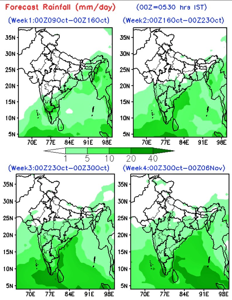 Hosalikar_KS's tweet photo. 9/10,Extended Range RF forecast:
Wk 1:Above normal AN likly S-Ka, AP, TN &amp; NMMT
Wk 2:AN likly; M_Mah,Konkan- Goa, N-Ka,Telangana, AP
Wk 3:AN likly; S India,W India, Central India,Odisha,Jharkhand &amp; GWB
Wk 4:AN likly;Kerala,TN,S Ka, Konkan-Goa,M Mah,Guj,West MP, Ch'garh,Odisha
IMD https://t.co/3TrmWXsAaU
