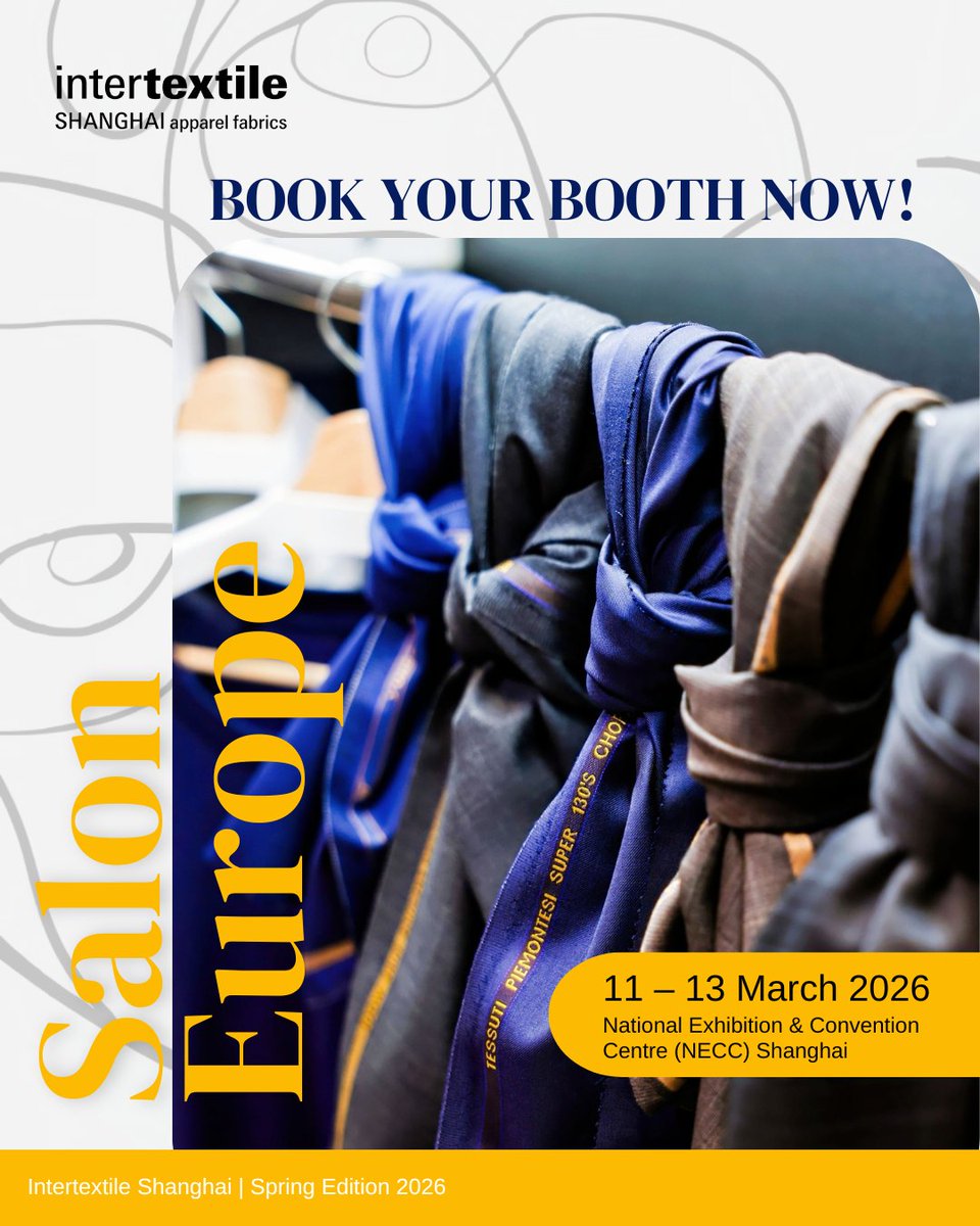 Intertextile's tweet image. At the previous edition at #Intertextile, #SalonEurope was once again a vibrant zone, showcasing the best:
• France Zone
• Italy Pavilion
• Premium Wool Zone
• Trend forecasters
... and more

#Contactus now to exhibit: textile@hongkong.messefrankfurt.com

#Bookabooth