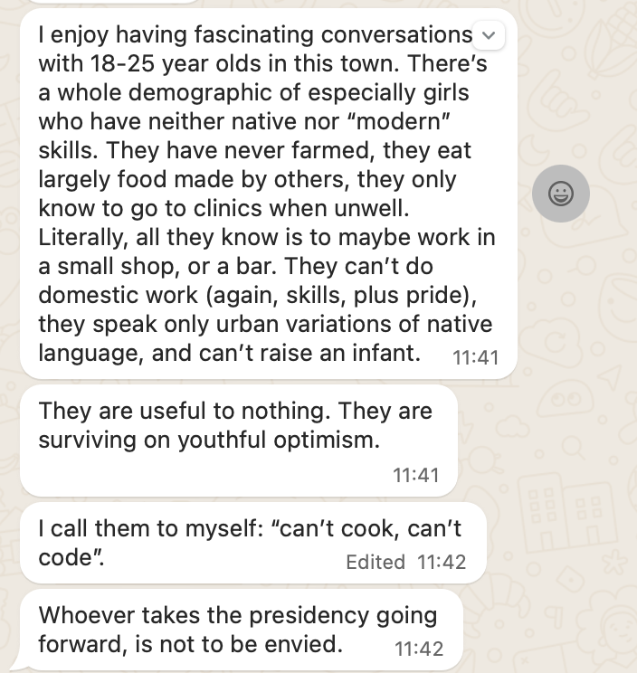 from an elderly statesman

there is a far bigger crisis burning without smoke in Uganda. Chilling.