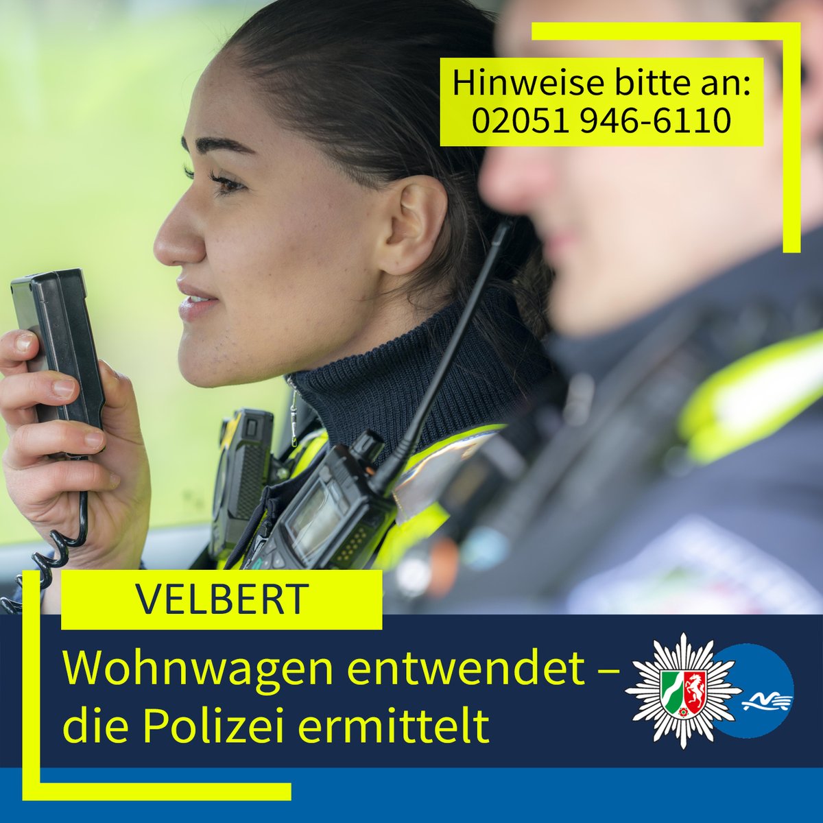 #Velbert: In der Nacht auf Mittwoch, 8. Oktober 2025, wurde ein Wohnwagen der Marke „Hobby“ von einem Parkplatz an der Heidestraße in Höhe der Hausnummer 85 gestohlen. Die Polizei ermittelt und bittet um Hinweise. Siehe: presseportal.de/blaulicht/pm/4… #PolizeiME👮
