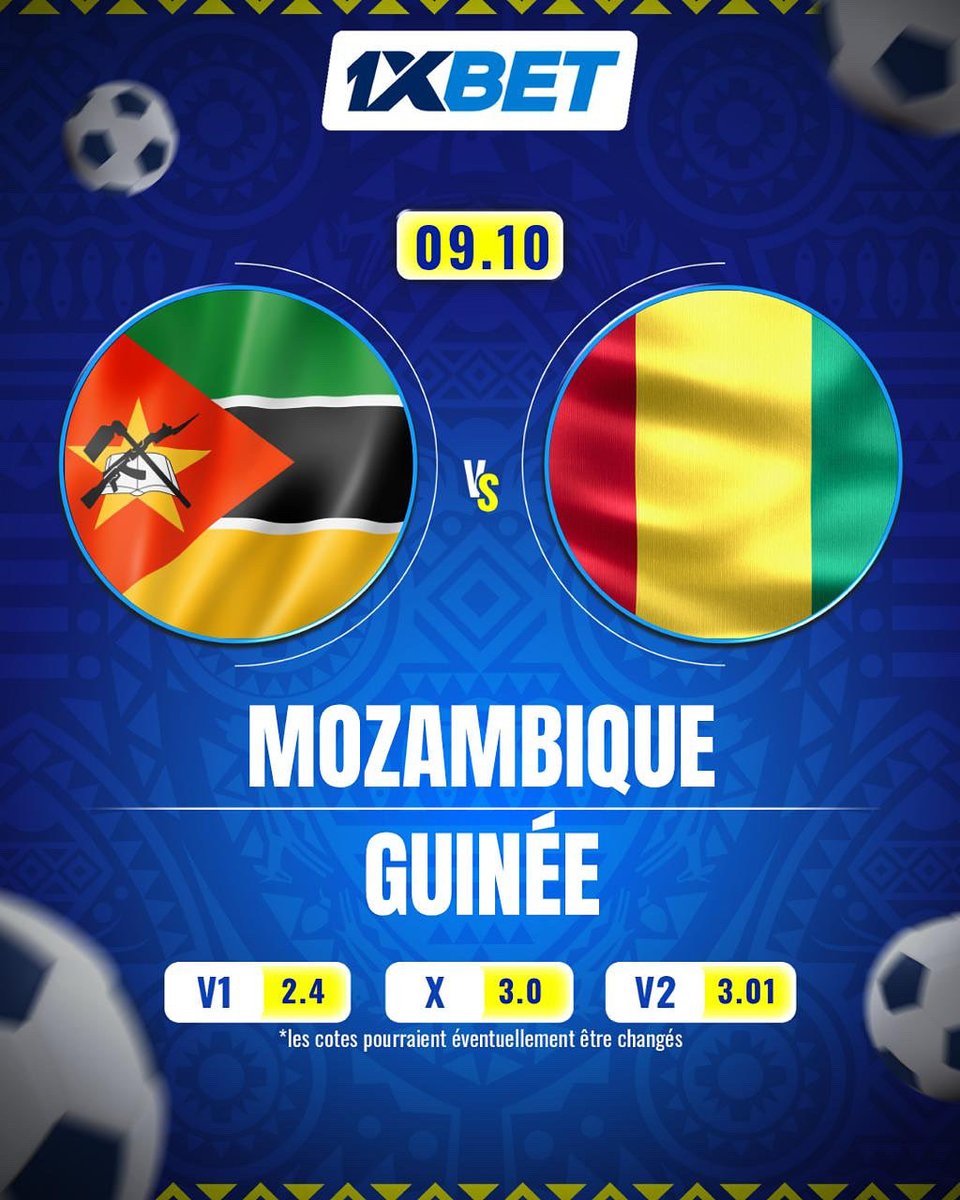 1xbet_gn's tweet photo. ⚡️ Quel match entre le Mozambique et la Guinée !

Un duel plein d’énergie, de belles actions et d’émotions fortes.
Le football africain ne cesse de nous impressionner 🇲🇿🇬🇳🔥

#1xBet #Mozambique #Guinee #FootballAfricain #MatchDay #AFCONQualifiers #PassionDuFootball #SoccerAfrica https://t.co/PNjDpqZ1t7