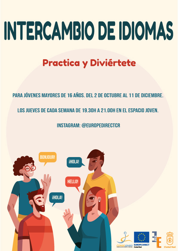 ¿ Quieres practicar idiomas en un espacio distendido? Para jóvenes de 16 a 30 años
Ven los jueves por la tarde de 19:30 a 21:00 al @espaciojovencr.
Te esperamos😊