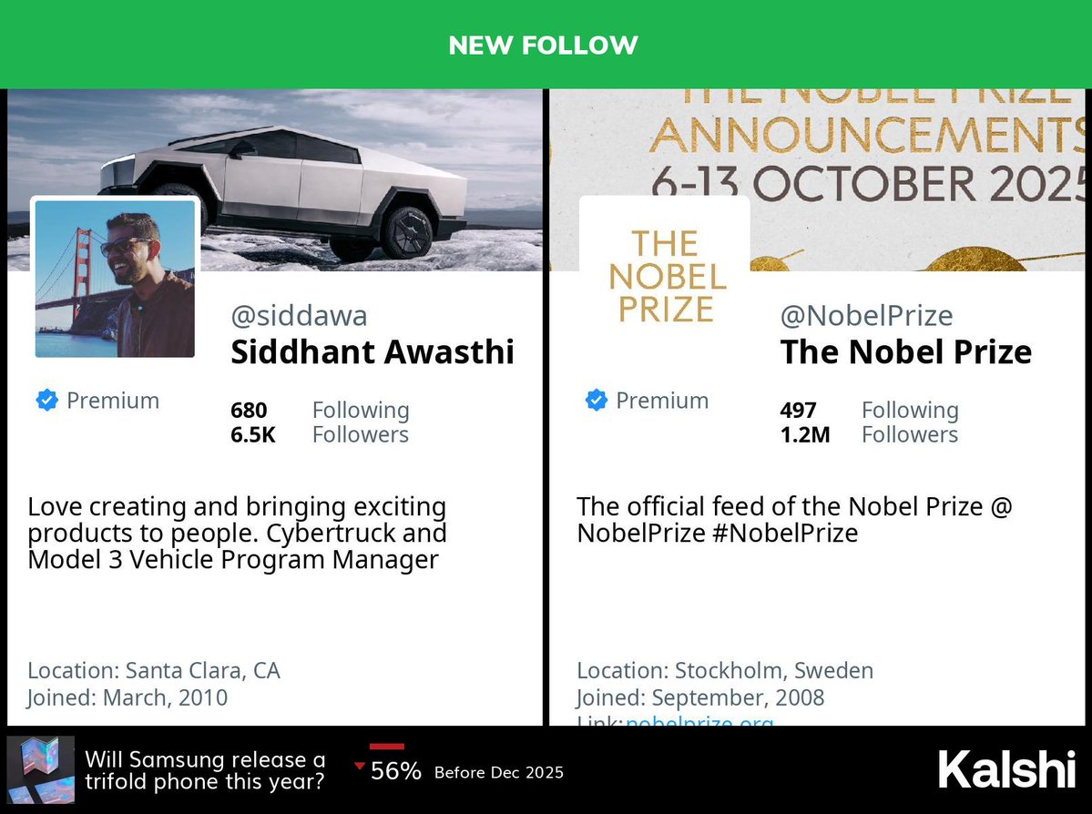 BigTechAlert's tweet image. 🆕 @siddawa has started following @nobelprize