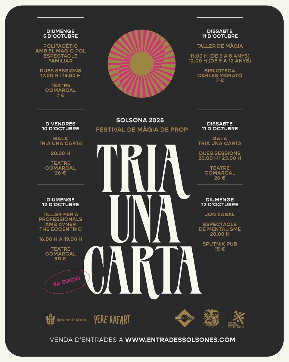 Ara que hi ha moviment per aquí… és el moment perfecte per recordar que aquest cap de setmana fem aquesta meravella de festival a Solsona!