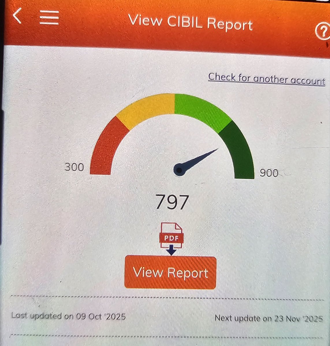 VikramKaile73's tweet image. My #Cibil Score as of Today 797