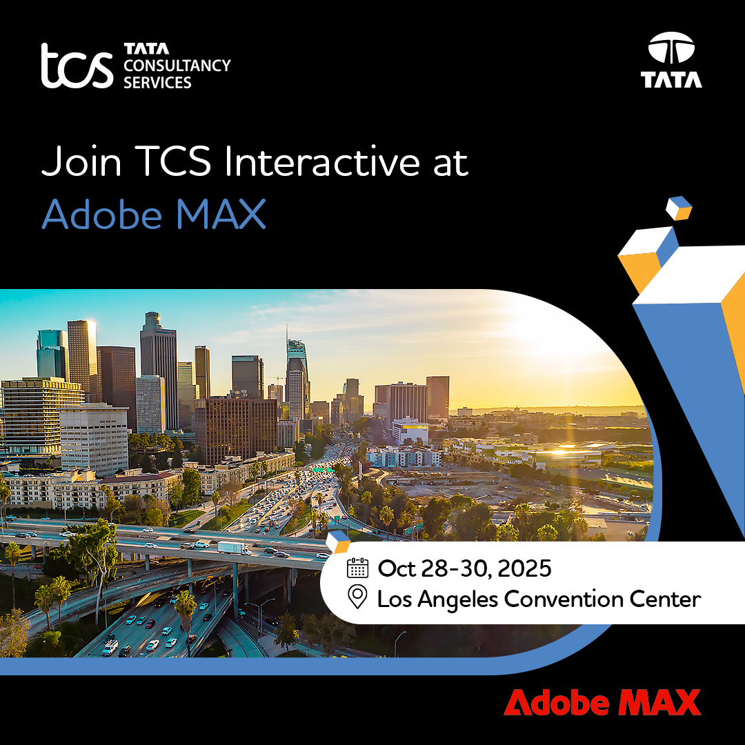 TCSDigitalTech's tweet image. We're thrilled to be heading to Los Angeles as a Diamond sponsor of #AdobeMAX! Discover how we’re using #AI to create hyper-personalized content, smart #marketing strategies, and immersive experiences that drive extraordinary #customerengagement. lnkd.in/gB2NVQtS