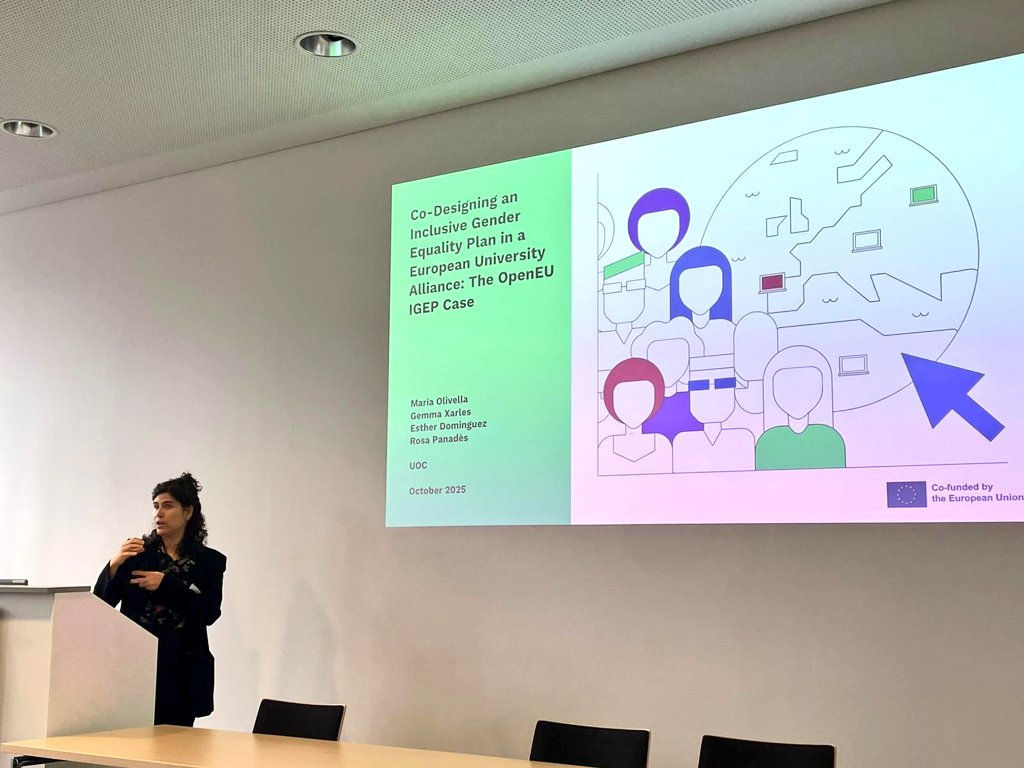 Èxit a la conferència <a href="/EADTU/">EADTU</a> a Hagen, Alemanya! 🙌
La nostra delegació de la UOC, ha presentat el projecte Inclusive Gender Equality Plan (IGEP) d'OpenEU i l'acollida ha estat magnífica!
Un pas més per a la igualtat de gènere en l'educació superior 💜
#IHE2025 #OpenEU #EADTU
