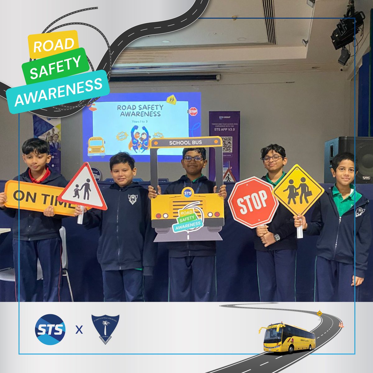 sts_gcc's tweet image. We were pleased to deliver our Road Safety Awareness Campaign at @smchsdubai — equipping students with the knowledge to travel safely and responsibly.✨
#STSGroup #SchoolTransport #CommunityEngagement #StMarysCatholicHighSchoolOudMetha #RoadSafetyAwareness #SafeTimelySmart…