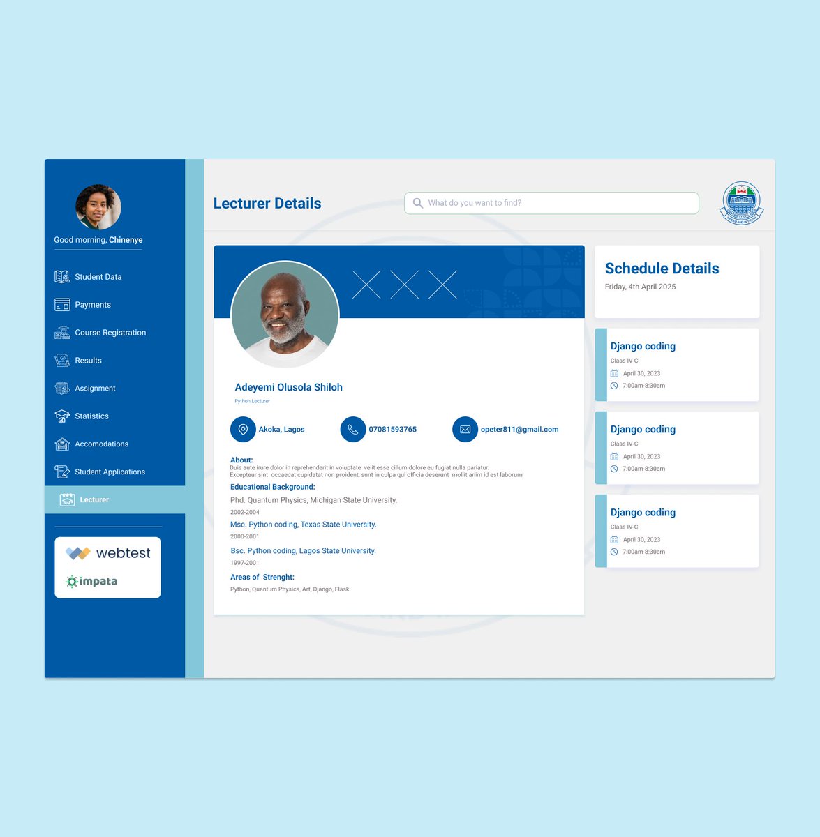 Atti_Pee's tweet image. I added two new pages for lecturers in the redesigned @UnilagNigeria Student Portal to make the experience more seamless. What do you guys think?