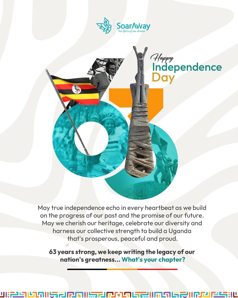 Happy Independence Day, Uganda!

May true independence echo in every heartbeat as we build on the progress of our past and the promise of our future.

63 years strong, we keep writing the legacy of our nation's greatness... What's your chapter?
#independenceday2025
#UgandaAt63