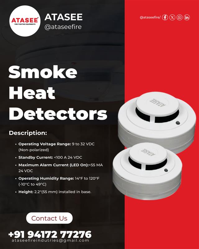 atassefire's tweet image. Reliable protection starts with early detection. 🔥
Our Smoke &amp;amp; Heat Detectors ensure your safety by alerting you before danger spreads — smart, fast, and life-saving.

#firesolutions #ataseefire