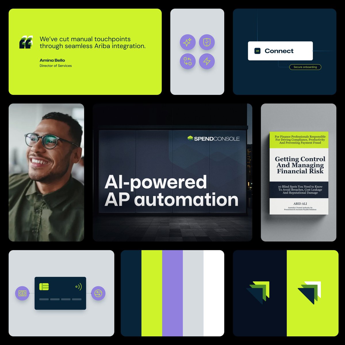 Design language we explored for SpendConsole as they went through a small brand refresh. We also helped design and develop their new website, and added custom illustrations that reflect how the platform actually works.