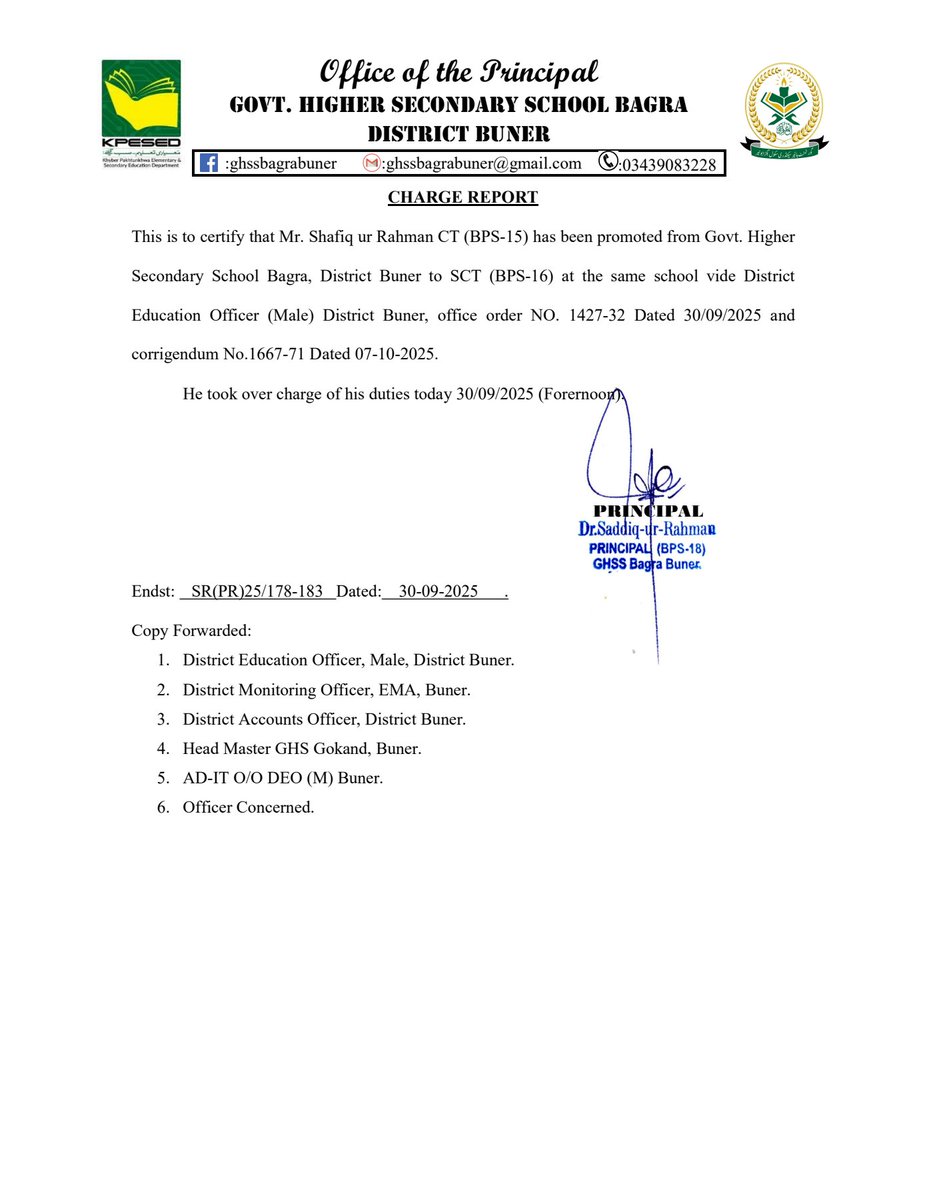 Shafiqbuneri76's tweet photo. Took over charge on BPS 16 at GHSS Bagra, District Buner..
#قومی_زبان https://t.co/YmFYWSgTzu