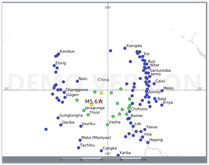 QLARM's tweet image. EARTHQUAKE M5.6. Origin Time: 2025-10-09 05:17 UTC, Sichuan, China (30.9106 ; 99.9389), Depth: 10.0 km, (source(s): USGS). Estimated fatalities: 0 to 50, injured: 20 to 260