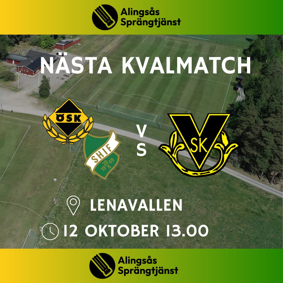 Säsongens nästa sista match!!

På söndag gästar Vara SK U Lenavallen i den andra kvalmatchen till div 4. Viktig match då båda lagen förlorade första kvalmatchen. 

Avspark: 13.00

Matchsponsor: Alingsås Sprängtjänst AB 🧨

Ses på Lenavallen 💛💚