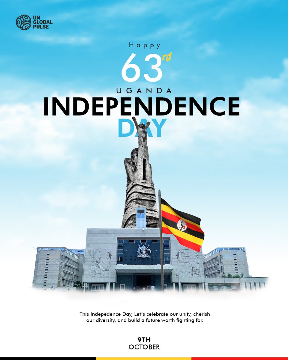 UNGlobalPulseUG's tweet image. This morning, we join all Ugandans in celebrating 63 years of independence — a day that honors the nation’s resilience, diversity, and shared commitment to peace and progress.

#UgandaAt63 #HappyIndependenceDay