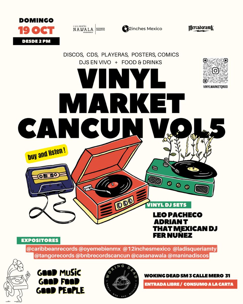 Vinyl Market Cancún vol 5
19 oct desde 2 pm  🔗 bit.ly/vinylmarketcan… 
Info en ig @vinylmarketqroo 
#cancun #vinyl 
<a href="/VivoEnCancun/">Vivo en Cancún 🏖️</a>