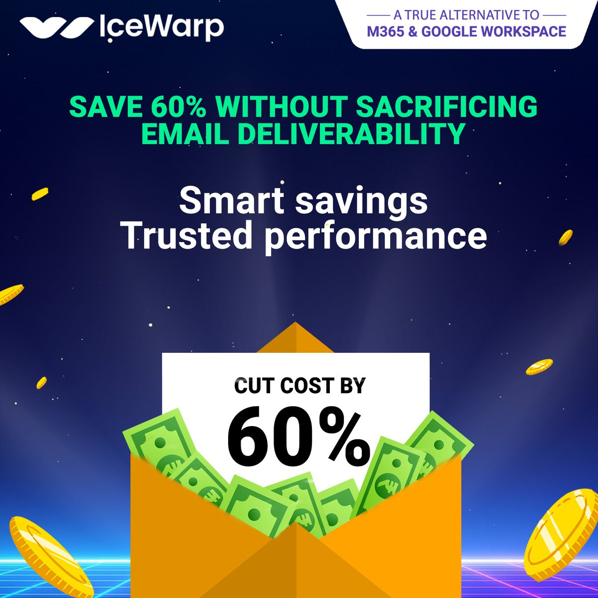Why pay more when you can save 60% and still enjoy flawless email delivery?
The smarter alternative is here. Get in touch with us. Visit icewarp.co.in or reach us out on +918097511907 for more information 

#Icewarp #IcewarpIndia #DigitalTransformation #CostOptimization