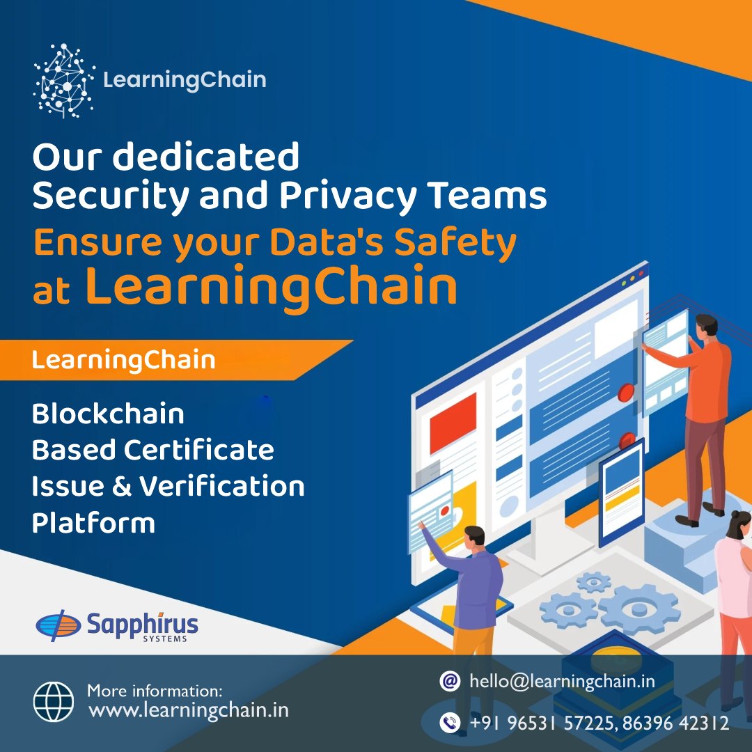 learningchainin's tweet image. At LearningChain, protecting your data is our absolute priority. Our experienced Security and Privacy professionals are committed to keeping your information safe and secure. 

For more details, visit learningchain.in

#LearningChain #TrustedByTechnology #DataSafety