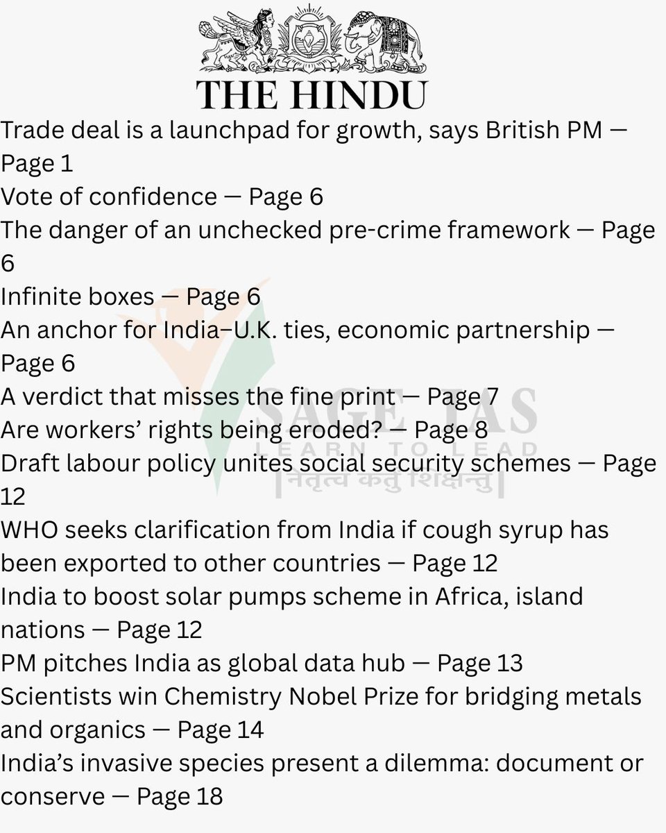 shashankkjha's tweet image. The Hindu &amp;amp; Indian Express: Date 9th Oct 2025 

#EditorialAnalysis #UPSCMains #SAGEIAS #Thehindu #IndianExpress
#Currentaffairs