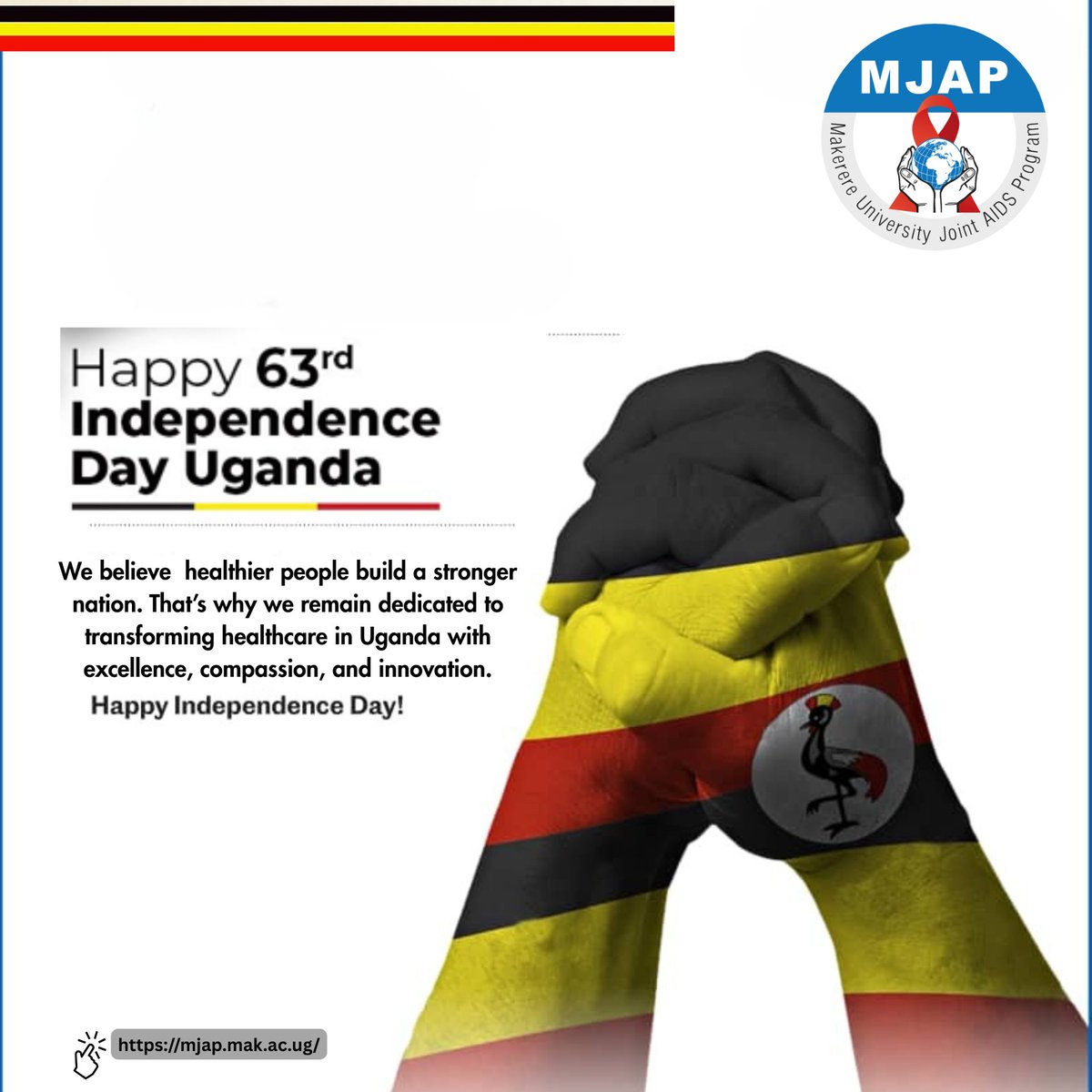 MJAPUg's tweet image. “We believe that healthier people build a stronger nation. That’s why we remain committed to transforming healthcare in Uganda through excellence, compassion, and innovation.” Happy Independence.
#UGAt63 | #UgandaAt63 | #IndependenceDay2025
