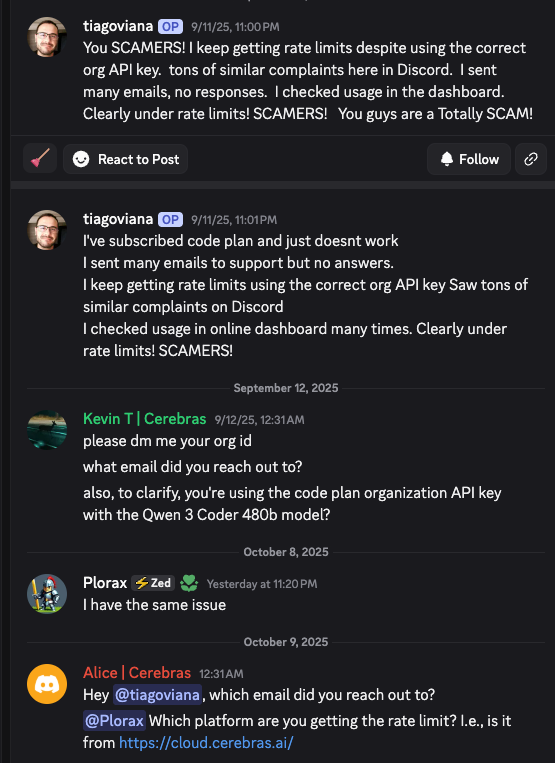 jaminlabs's tweet image. I love cerebras speed, but there ratelimiting just sucks