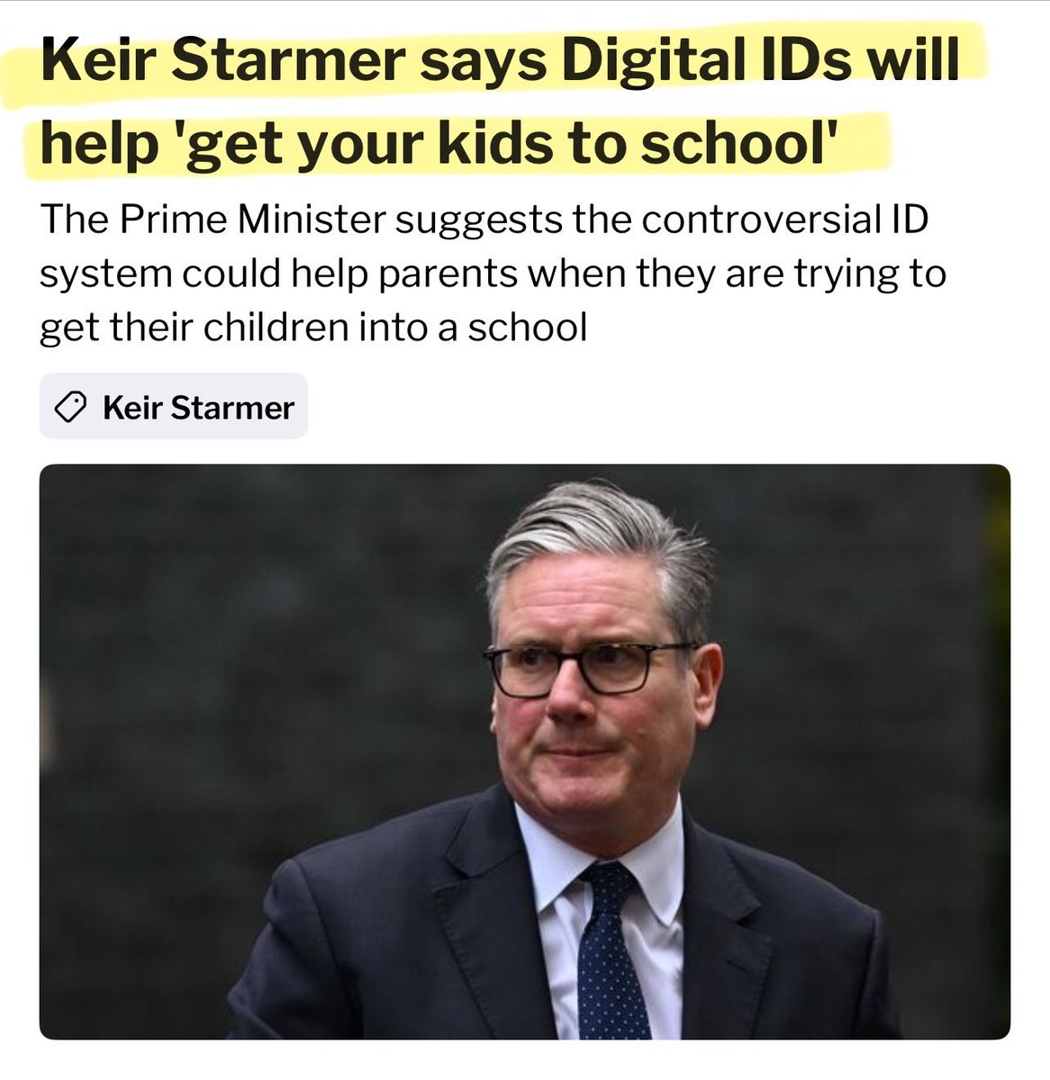 Oh look… he’s saying the quiet parts out loud.

Digital ID will help get your children into school (except if “permission is denied” because your ID has a red flag)